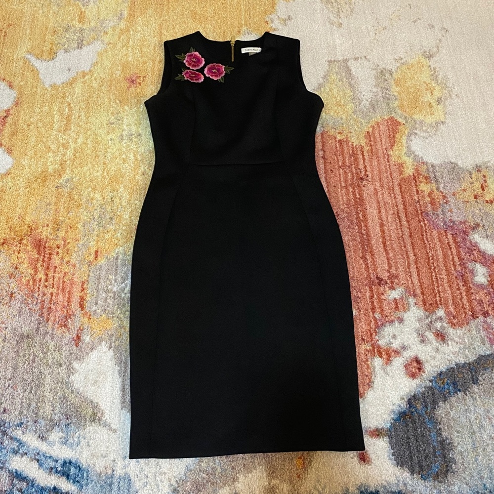 Calvin Klein Black and Floral Dress. Size 6